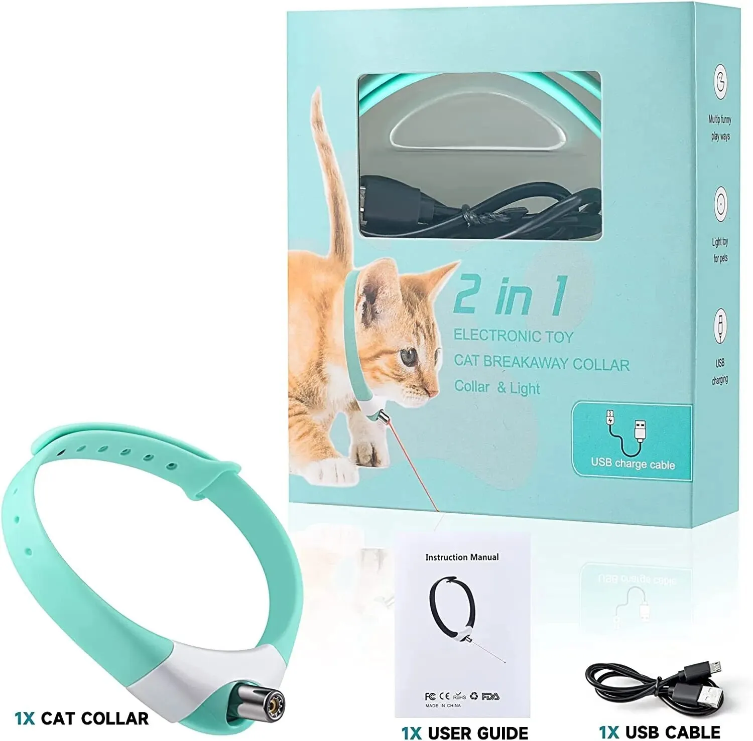 Wearable Cat laser Toys - Wearable Automatic Smart Amusing Interactive Collar for Cats Kitten Exercise Toys, USB Rechargeable, Auto On/Off